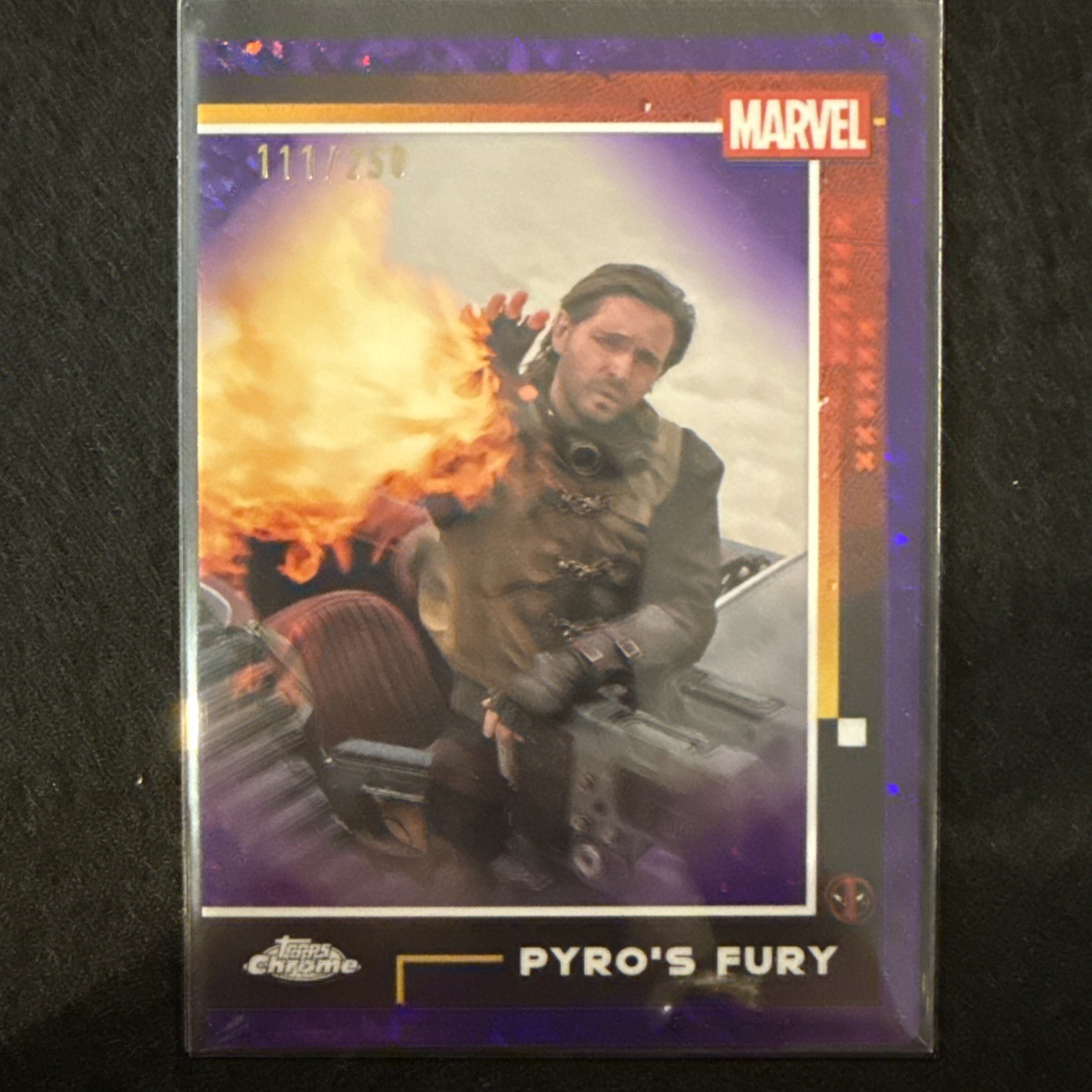 Topps Marvel Cromo Pyros Furia Diamantes Púrpura 111/250 Numerados