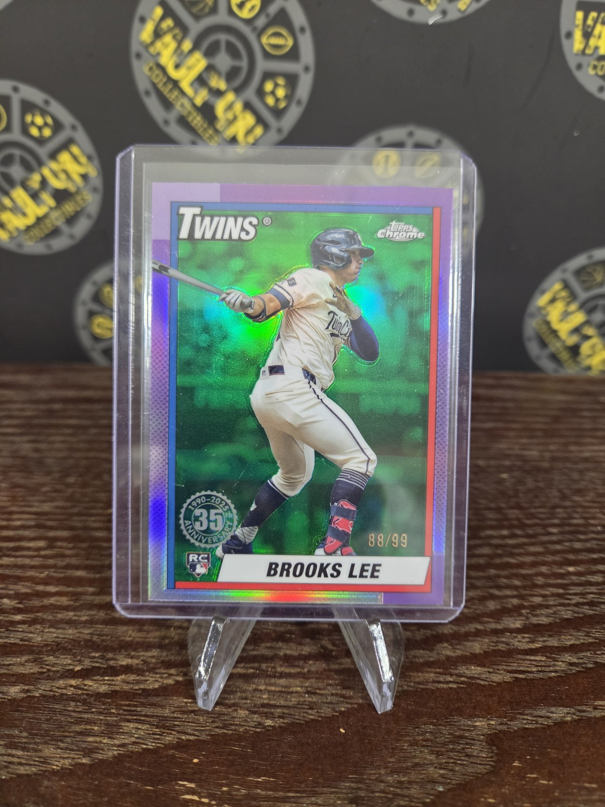 2025 Topps Chrome - 1990 Topps Brooks Lee #90CB-20 Green Refractor /99 Twins