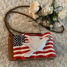 Vintage Timmy Weeds Beverly Hills All American dove wood cross body purse bag