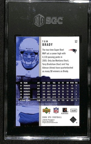 2006 Upper Deck SPX #52 Tom Brady New England Patriots SGC 7 NM 7192 - Picture 2 of 3