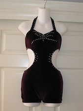 Custom Made Wine Purple Contemporary Lyrical Dance Competition Costume CL 12 14