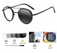 Men Women's Double Beam Retro Transition Photochromic Reading Glass 1.0 6.0