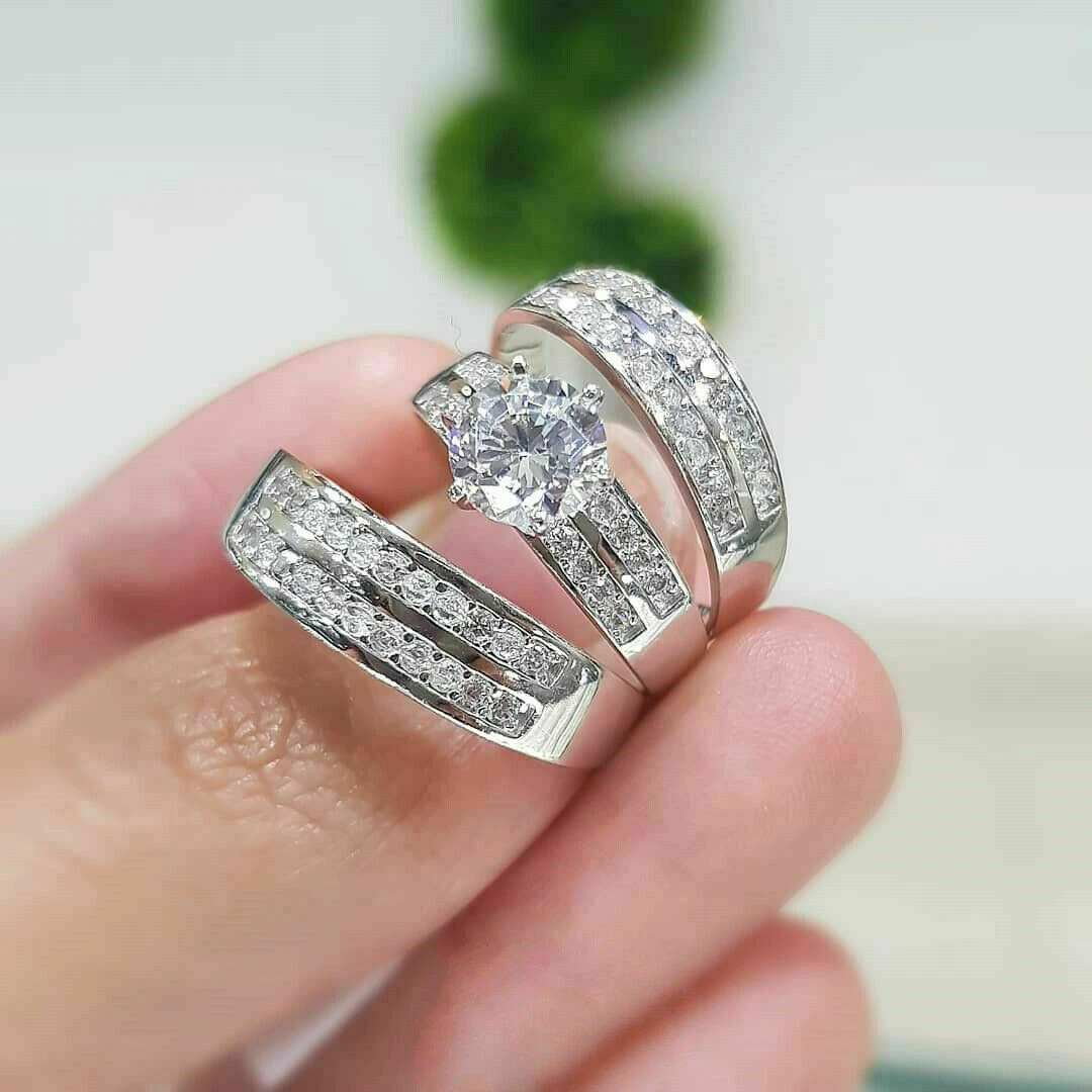 Trio wedding ring best sale set 14k white gold