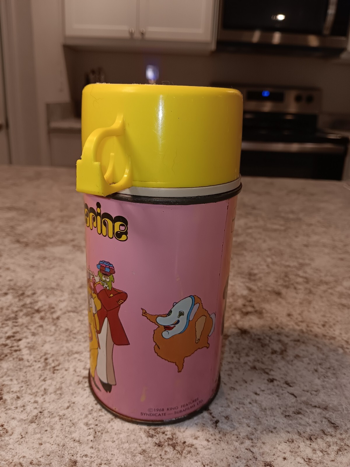 1968 Beatles Yellow Submarine Thermos for Lunch Box * Vintage