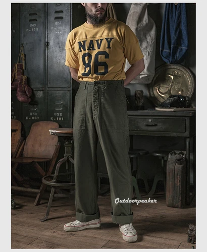 NON STOCK OG-107 Fatigue Utility Pants Military Baker Trousers Sateen Army Green - Picture 6 of 36
