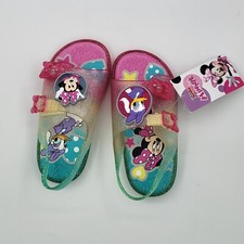 Disney Minnie Mouse And Daisy Duck Girls Pink Glitter Jelly Sandals