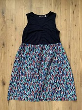 Uniqlo Womens Summer Dress Blue Sz Small Viscose Sleeveless Knee Dots Light