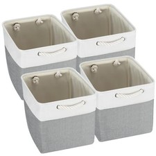 4x Foldable Storage Box Shelf Baskets with Handles Fabric Storage Baskets UK