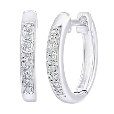 Creolen 9 kt Weißgold und 0,05 kt Diamant 1,3 cm hoch von Naava