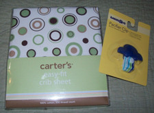 CARTERS EASY FITSAGE DOT CRIB SHEET NEW IN PACKAGE  PACIFIER CLIP BABIES R US