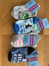 Lot Of 4 Low Cut Easter Socks Kids Size 10.5-4 Baby Bunnies/dinosaurs