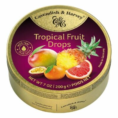 1 X CAVENDISH AND HARVEY TROPICAL FRUIT DROPS  HARD CANDY SWEETS  200G LOLLIES