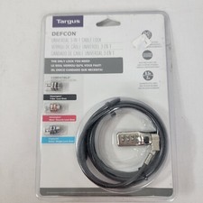 Targus Defcon Universal 3-in-1 Cable Lock New Digit Code 6.5 Foot/ 2m laptop