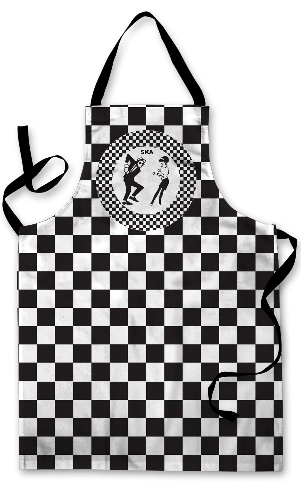Splashproof Novelty Apron BW Chequered Ska Cooking Painting Kitchen BBQ Gift