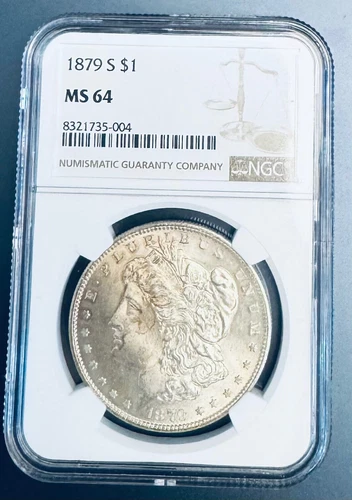 1879-S Silver MORGAN Dollar. NGC MS64. Nice! Brilliantly Uncirculated 