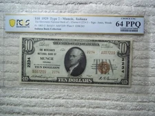 1929 $10 Muncie Indiana IN National T2 #2234 PCGS 64 PPQ