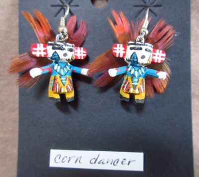 Native Navajo Mais Tänzer Kachina Handgeschnitzt Ohrringe Von Angeline Largo