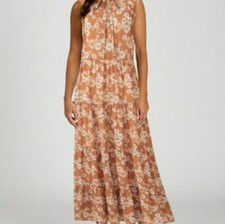 NWT PAUL & JOE Floral Orange Sleeveless Tiered Dress