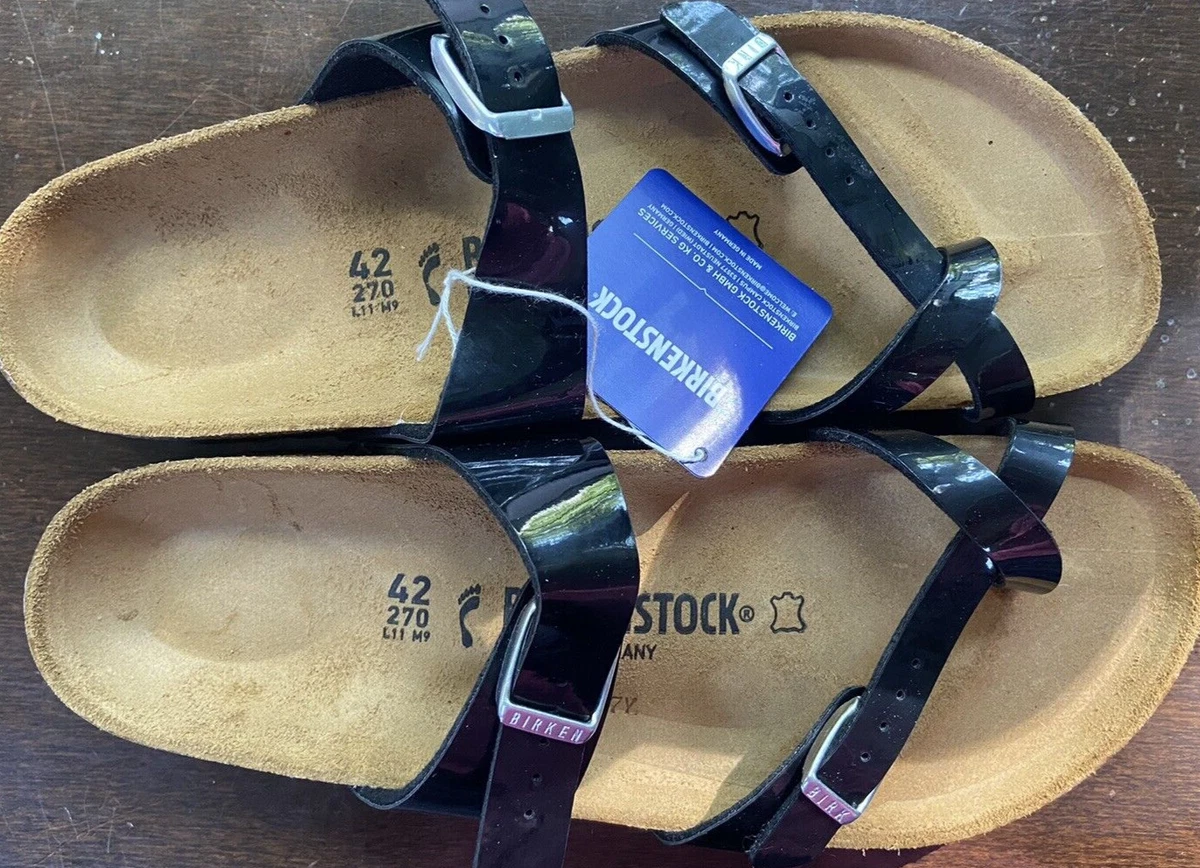 Brand New Birkenstock Mayari Sandals Black Patent Birko Flor Size