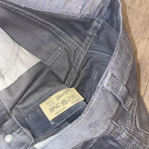 Vintage Wrangler Pants Corduroy Reg Straight Leg Gray 70s Mod NOS Student 26 32 - Picture 5 of 7