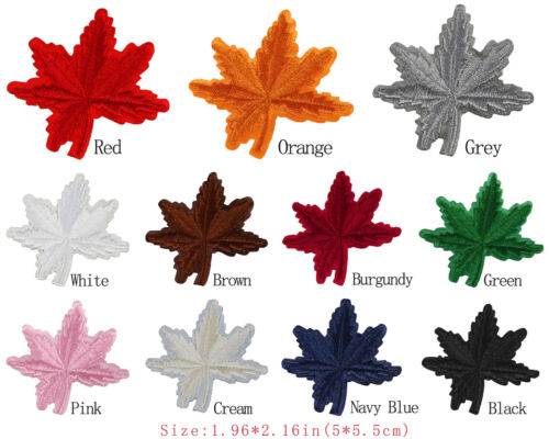 10/100Pcs Maple Leaf Embroidered Iron/Sew On Applique DIY Patch for Cloth Repair - Picture 2 of 26