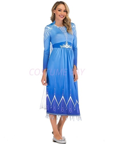 Womens Frozen Elsa Anna Dress Cape Queen Costume Cosplay Book Week AU Halloween - Picture 12 of 39