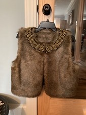 Wow! Just Wow! Gianni Bini Faux Fur Vest With Goldtone Beads (m)