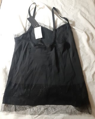 Rag & Bone Camisole Maya Black Lace-Trim Silk Size M V-Neck Tank Top NWT $295!