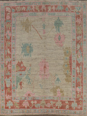 Vegetable Dye Handmade Oushak Turkish Living Room Area Rug Wool Carpet 8x10 ft