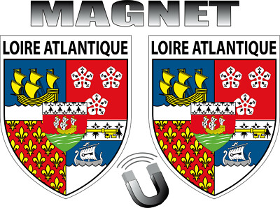 2 Aimants Blason Loire-Atlantique 44 – Écussons Magnétiques Régionaux 4x5 Cm – Lot De 2
