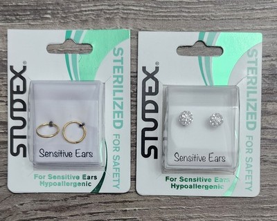Studex Sensitive Ears Hypoallergenic 925 Hoop-6MM Crystal Ball (LOT 2)