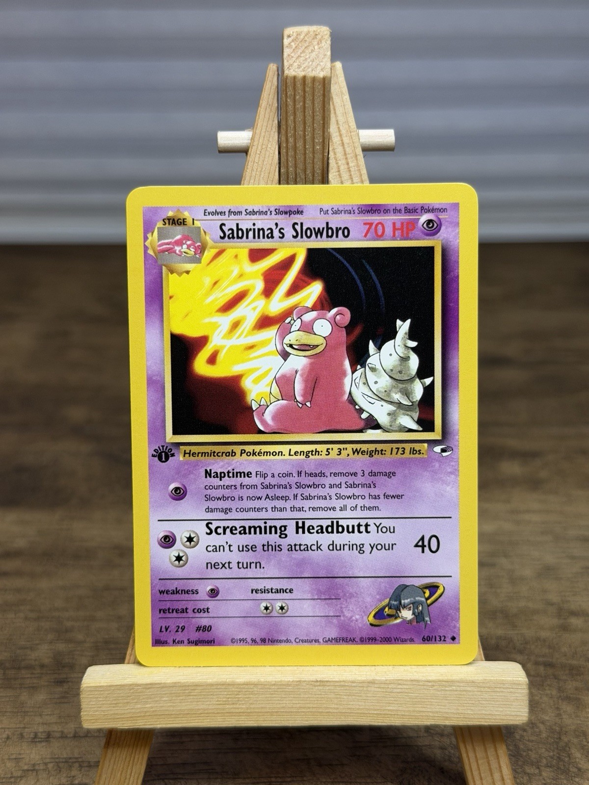Pokemon Card - Sabrina's Slowbro Gym Heroes 60/132 Uncommon 1st Edition - NM