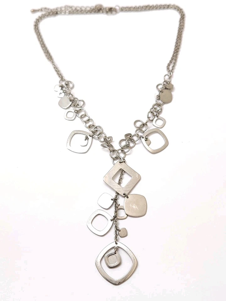 Винтажный Lia София надпись серебро мульти кабель цепочка Lariat Y стиль подвеска ожерелье - Изображение 2 из 4