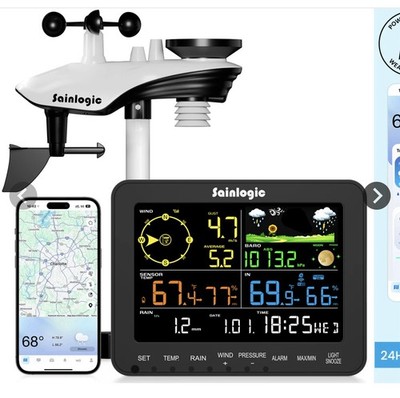 Sainlogic SA6 Plus Smart Weather Station Color Screen Temp/Humidity Wind Rain