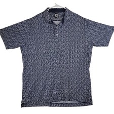 FootJoy Floral Vine Golf Polo Mens 2XL Navy Blue Performance Short Sleeve Sport