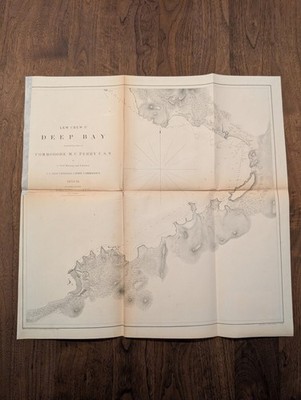 Ryukyuago Bay Map 1853 Lithograph Deep Bay Nago Lagoon Old Chart 19th Century Ja