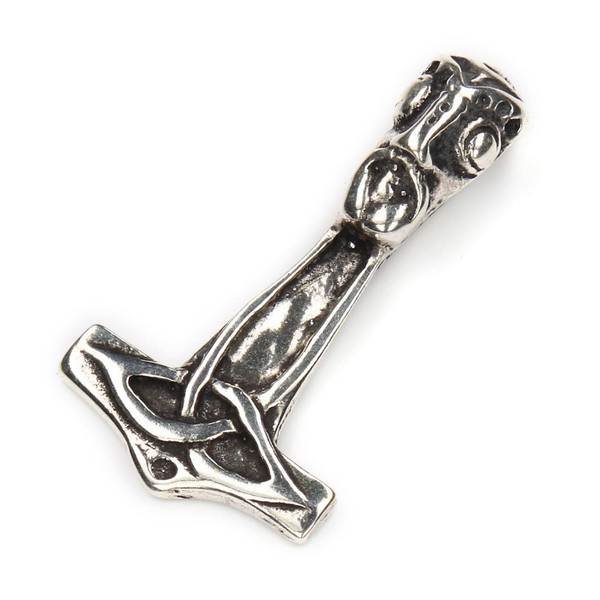 KettenanhäNger Thors Hammer 925 Silber Oxidiert 3,5Cm Germanisch Amulett-image