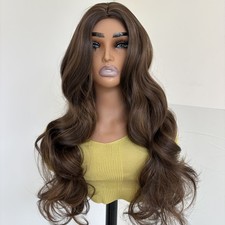 Halloween Mixed Brown Heat Resistant Hair Costume Wigs Layered Long Wavy