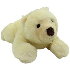 Eisbär mit roter Schleife, liegend Kuscheltier 30cm Gebraucht