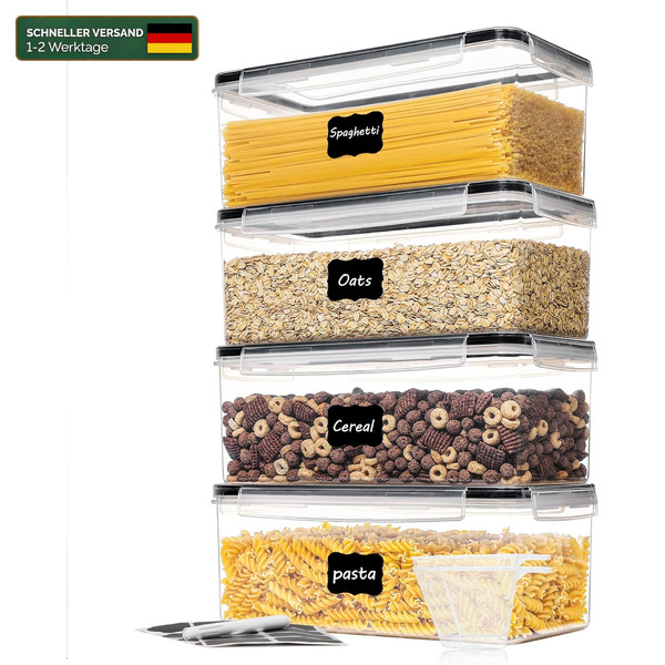 Vorratsdosen 3,2L Luftdicht 4Er Set Mit Deckel KüChe Lebensmittel Aufbewahrung-image
