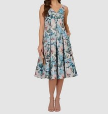Adrianna Papell Women's Floral Jacquard Midi Dress Size 2