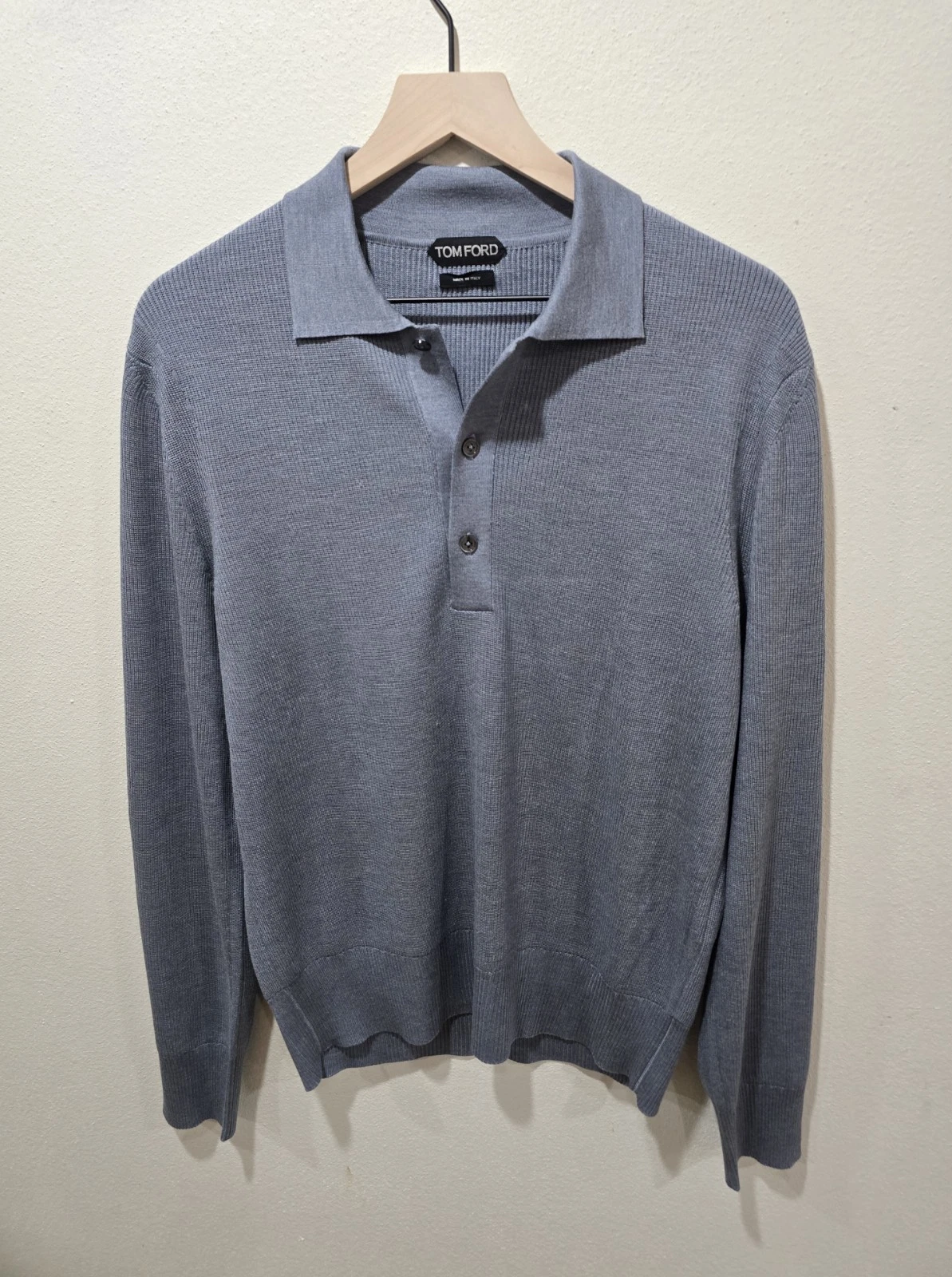 Tom Ford — Tom Ford Silk Polo Sweater Light Blue IT 52 US (Medium - Large) EUC