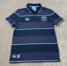 NSW Rugby Canterbury Polo Shirt Mens Medium Blue Striped RFL Australia Blues