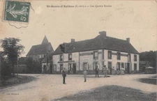 CPA 28 SAINT DENIS D'AUTHOU / LES QUATRE ROUTES / CPA RARE