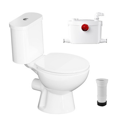 600W Upflush Macerating Toilet System Dual Flush for Basement with 4 Water Inlet