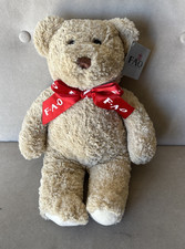 FAO Schwarz Tan Plush Bear 16 Red Bow 2012 Toys R Us New W/ Tag Metal Button