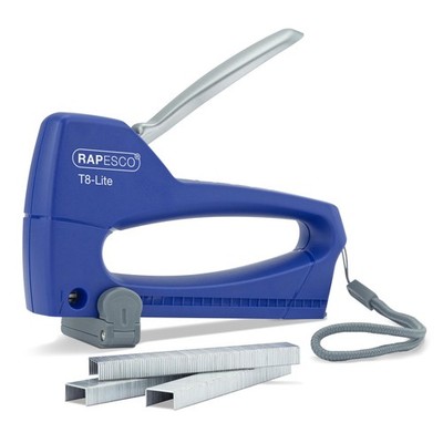 Rapesco 0955 Keimversiert antibakteriell, Klammertacker + Klammern, blau/chrom 