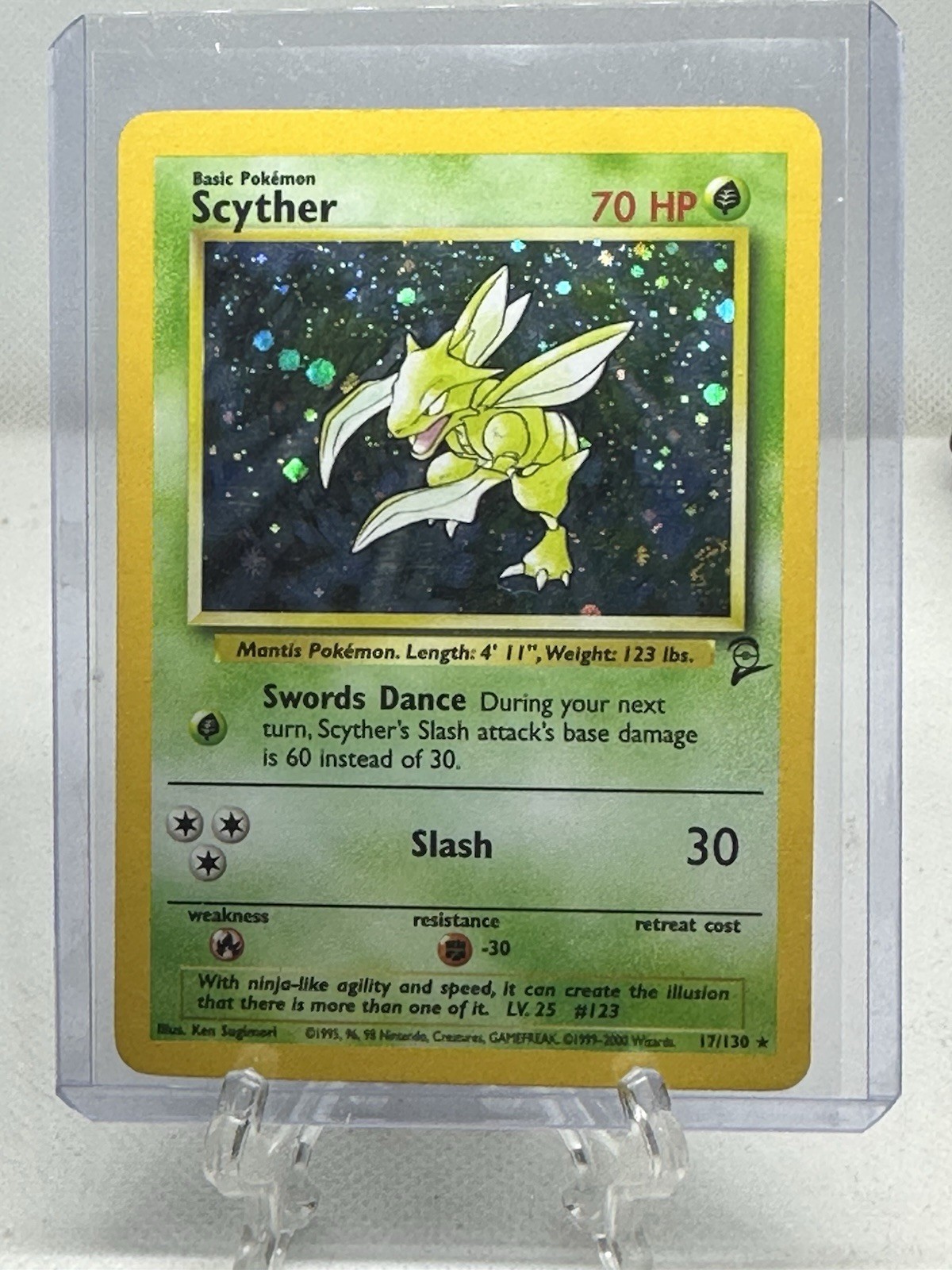 Vintage Pokémon Wotc Base Set 2: Scyther #17/130 Holo WW