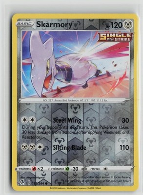 Pokemon TCG Fusion Strike Skarmory x1 NM Reverse Holo 182