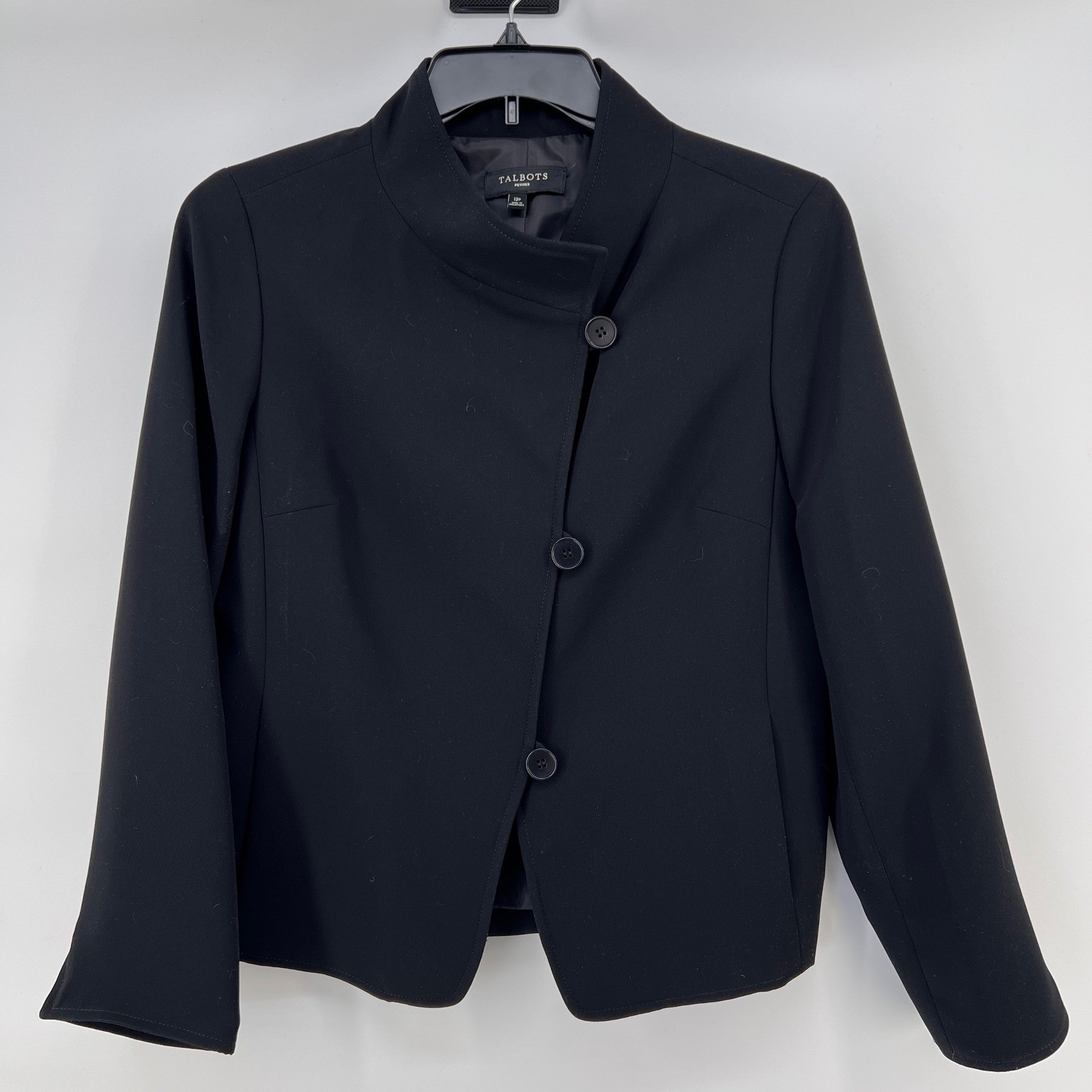 Talbots Petites Black Collarless Button Front Bla… - image 1